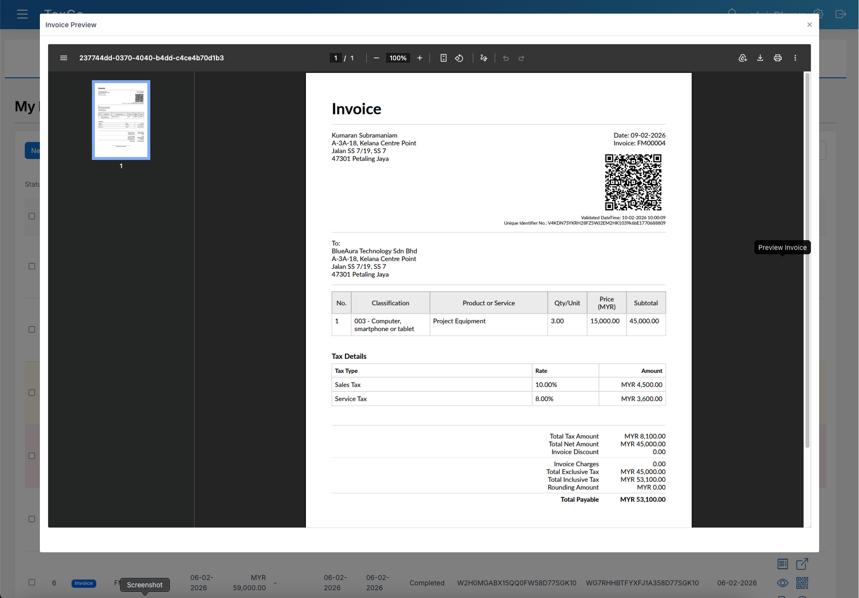 TaxGo QR Code Embedding - LHDN-compliant QR codes embedded directly into your existing invoice design